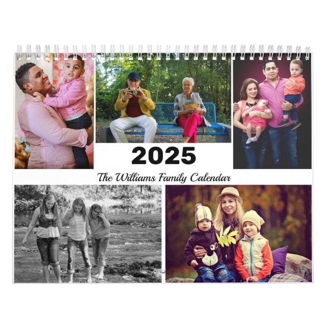 Personalized Family 17 Photo Collage Template 2025 Calendar (Cover)