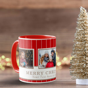 Personalized Family 3 Photo Collage Christmas Mug
