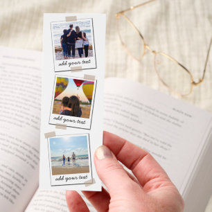 Personalized Family 3 Photo Custom Collage White Bookmarks