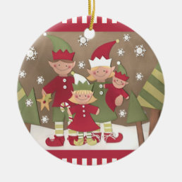 Personalized Family (4) Christmas Ceramic Ornament