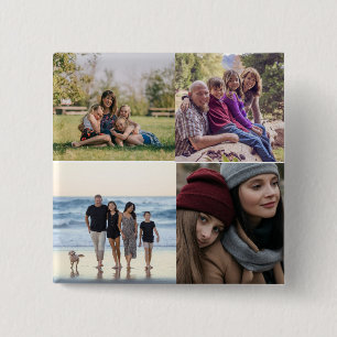 Personalized Family 4 Photo Button