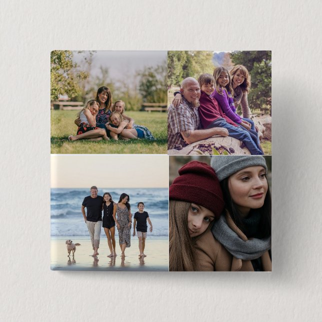 Personalized Family 4 Photo Button (Front)