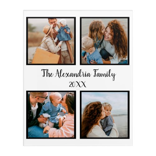 Personalized family 4 photo collage template acrylic print