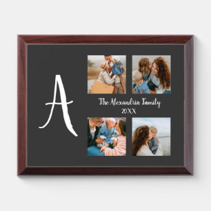 Personalized family 4 photo collage template award plaque