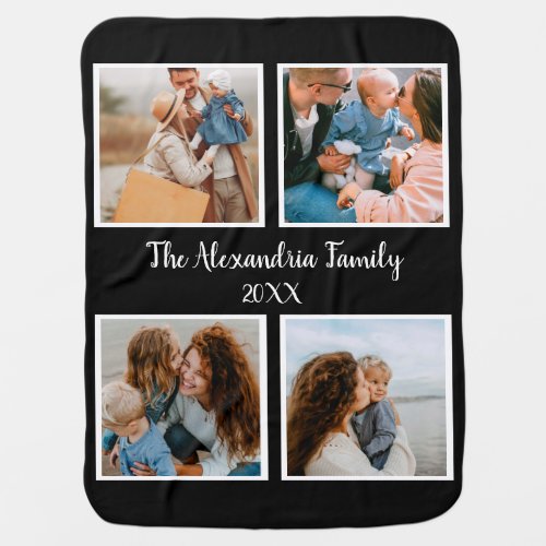 Personalized family 4 photo collage template baby blanket