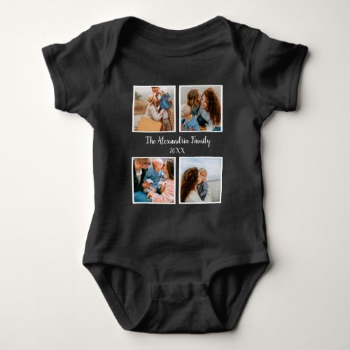Personalized family 4 photo collage template baby bodysuit