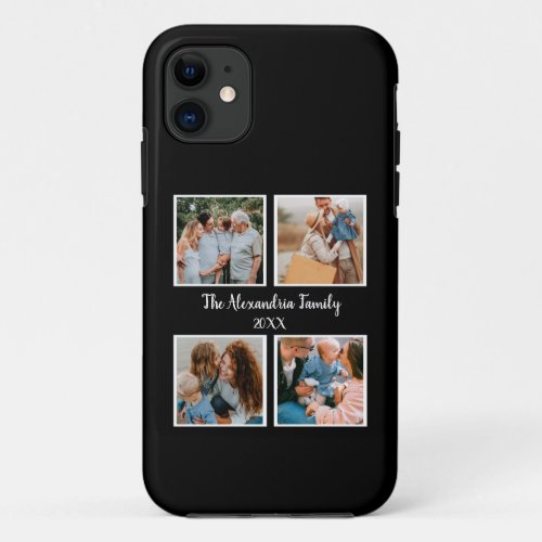 Personalized family 4 photo collage template iPhone 11 case