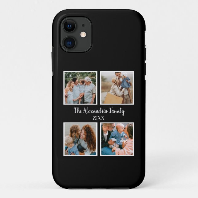 Personalized family 4 photo collage template Case-Mate iPhone case (Back)