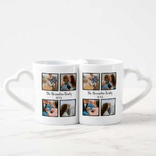 Personalized family 4 photo collage template coffee mug set
