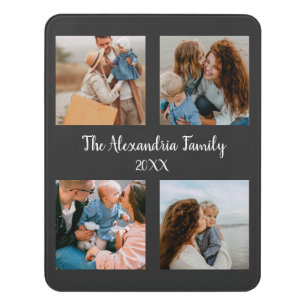 Personalized family 4 photo collage template door sign