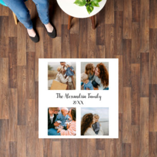 Personalized family 4 photo collage template floor decals