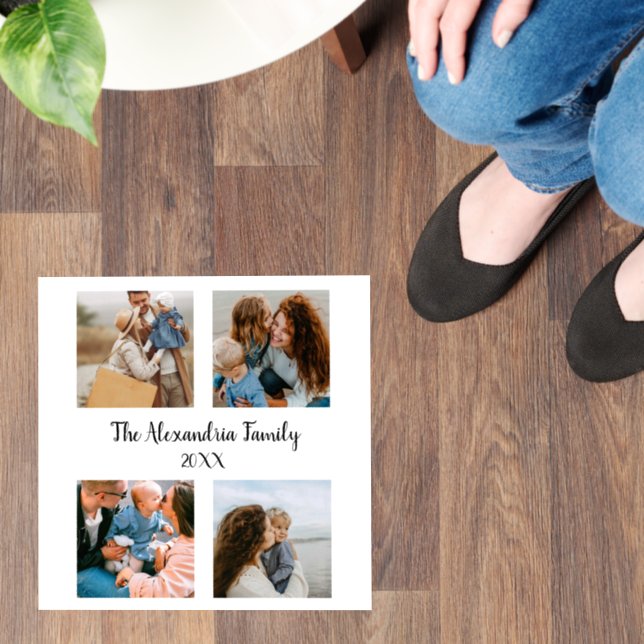 Personalized family 4 photo collage template floor decals (Floor)