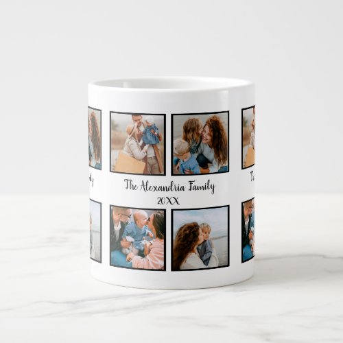 Personalized family 4 photo collage template giant coffee mug