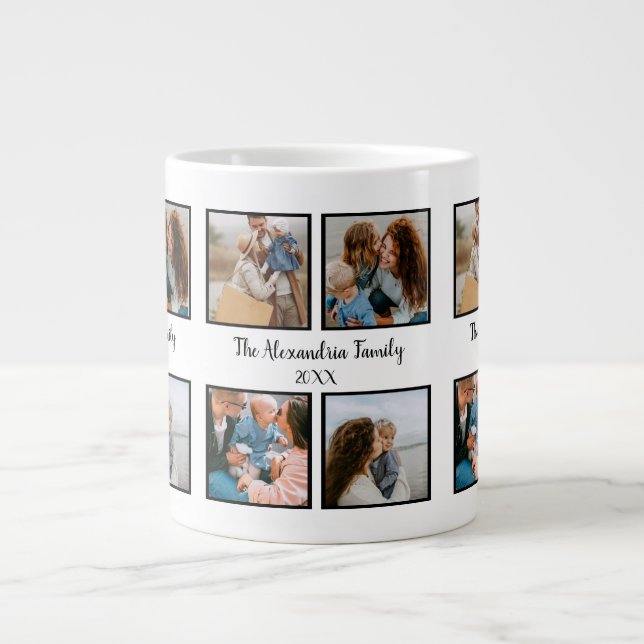 Personalized family 4 photo collage template giant coffee mug (Front)