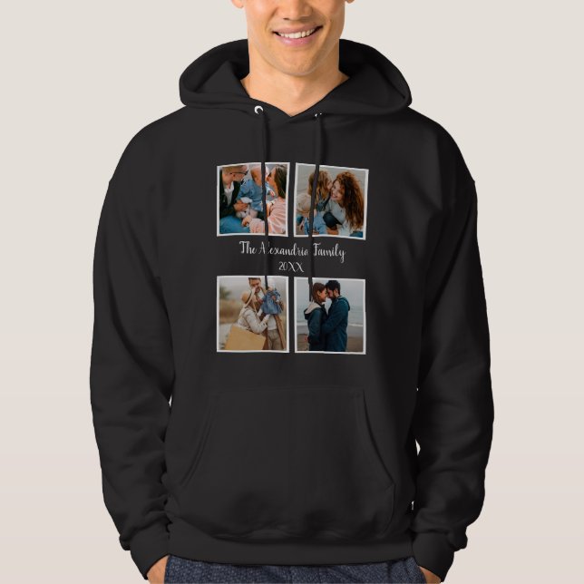 Personalized family 4 photo collage template hoodie (Front)