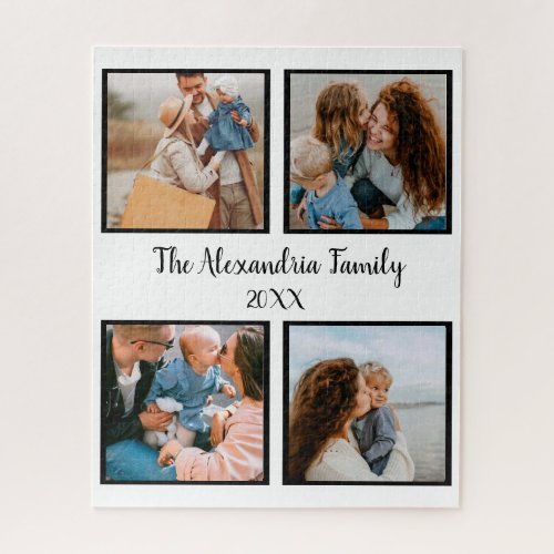 Personalized family 4 photo collage template jigsaw puzzle