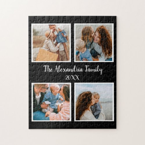 Personalized family 4 photo collage template jigsaw puzzle