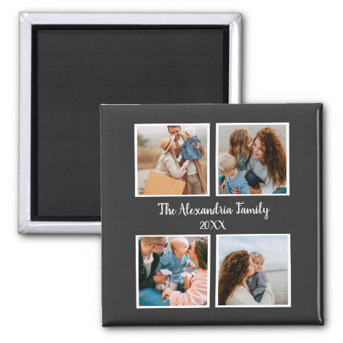 Personalized family 4 photo collage template magnet