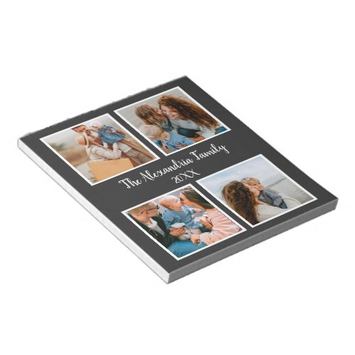 Personalized family 4 photo collage template notepad