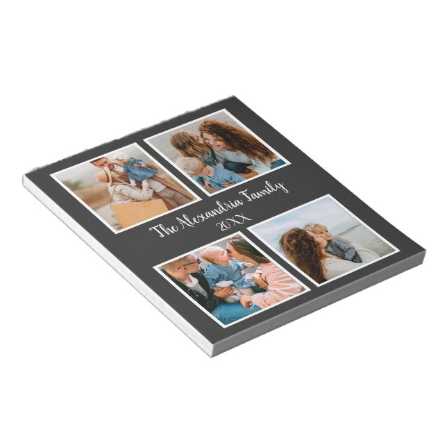 Personalized family 4 photo collage template notepad (Angled)