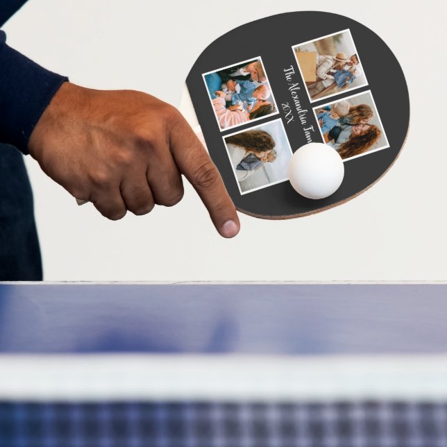 Personalized family 4 photo collage template ping pong paddle (Insitu)