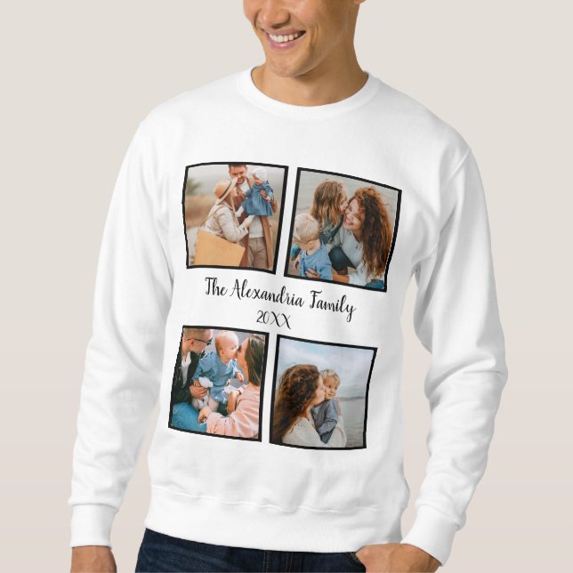 Personalized family 4 photo collage template sweatshirt (Front)
