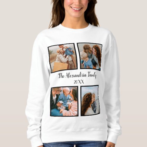 Personalized family 4 photo collage template sweatshirt