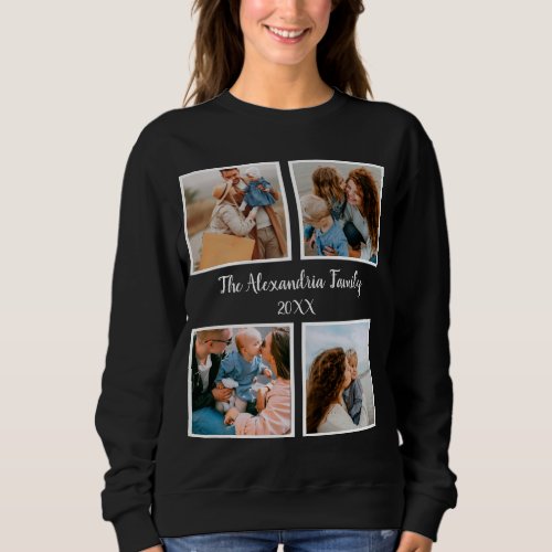 Personalized family 4 photo collage template sweatshirt