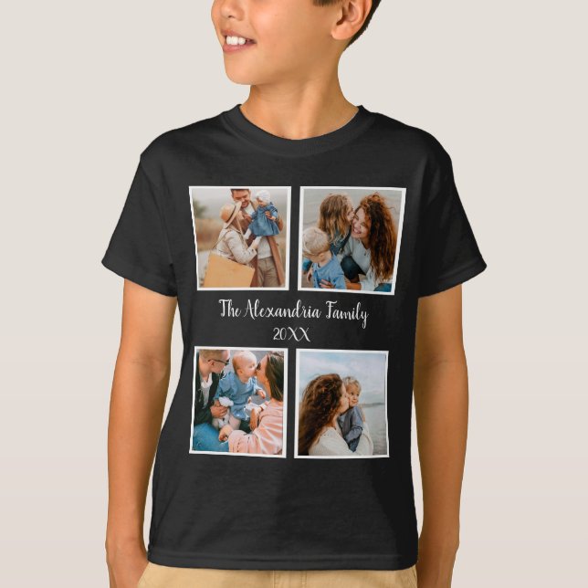 Personalized family 4 photo collage template T-Shirt (Front)