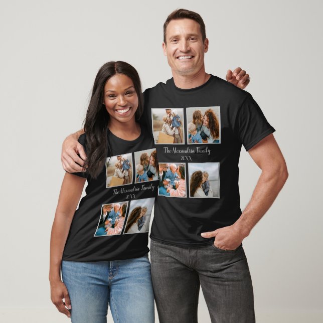 Personalized family 4 photo collage template T-Shirt (Unisex)