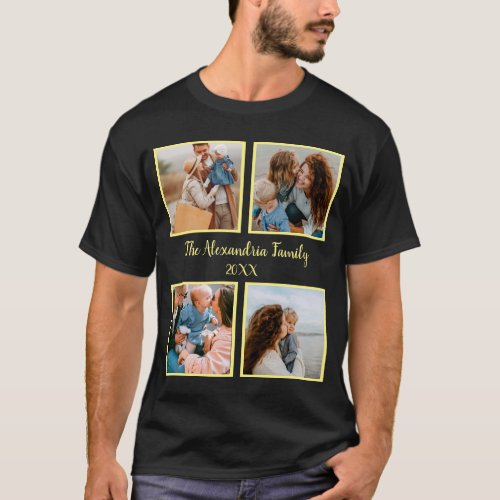 Personalized family 4 photo collage template T_Shirt