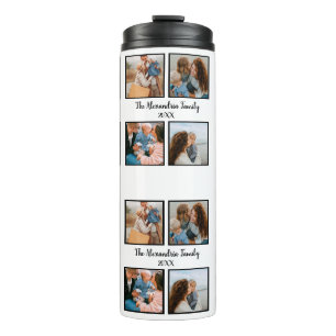 Personalized family 4 photo collage template thermal tumbler