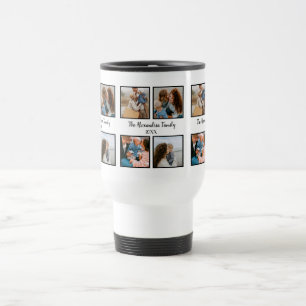 Personalized family 4 photo collage template travel mug