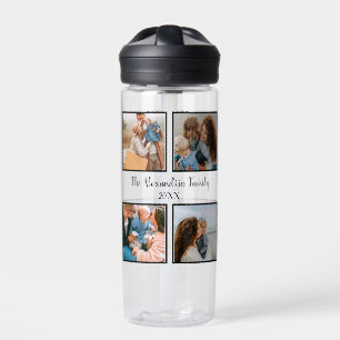 Personalized family 4 photo collage template water bottle