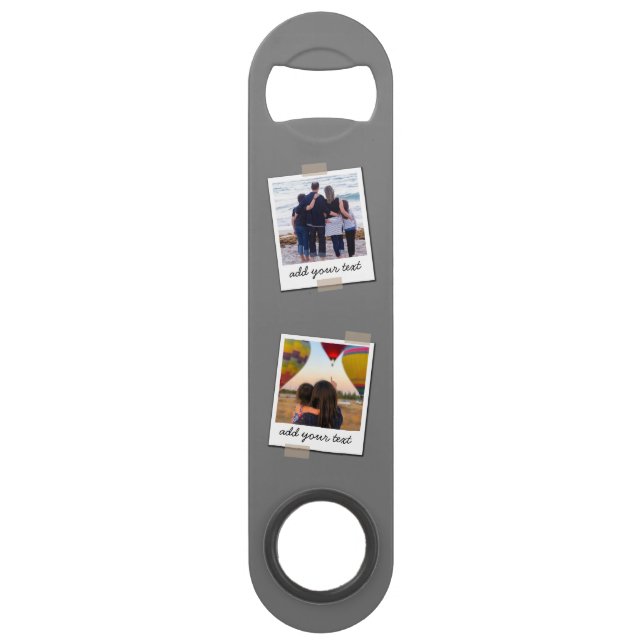 Personalized Family 4 Photo Custom Collage Bar Key (Front)