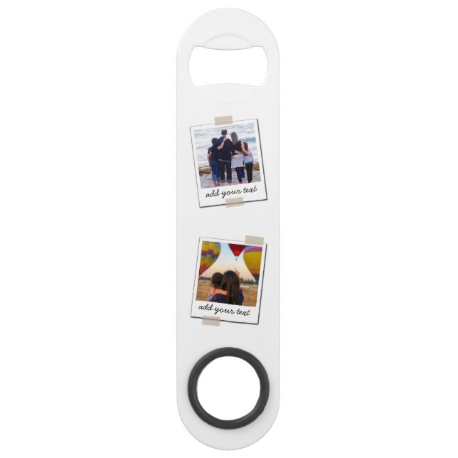 Personalized Family 4 Photo Custom Collage Bar Key (Front)