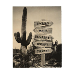 Personalized Family 5 Names Rustic Box Wood Signs