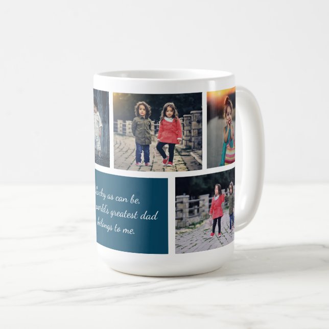 Personalized family 6 photo collage Father's Day Coffee Mug (Front Right)