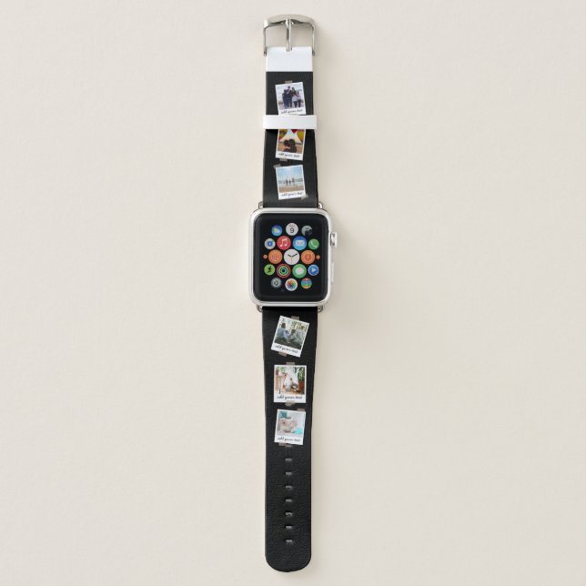 Personalized Family 6 Photo Custom Collage Apple Watch Band (Front)
