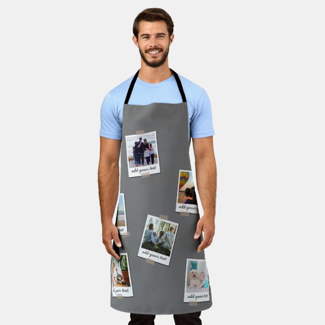 Personalized Family 6 Photo Custom Collage Apron (Worn)