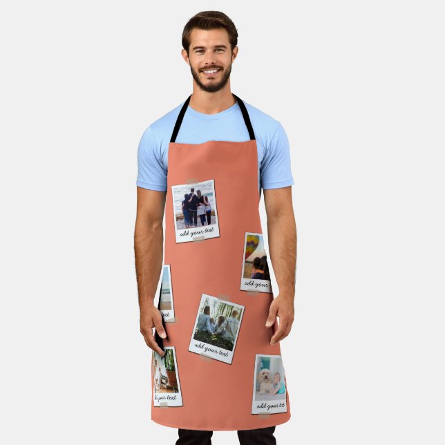 Personalized Family 6 Photo Custom Collage Apron (Worn)