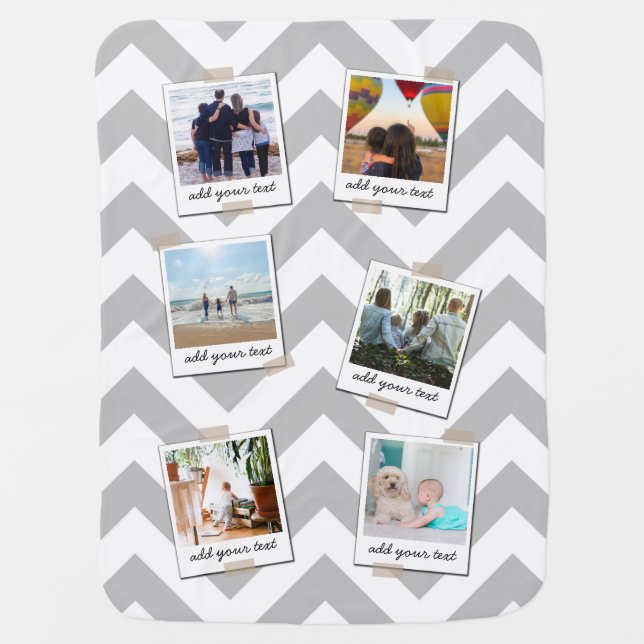Personalized Family 6 Photo Custom Collage Baby Blanket (Front)