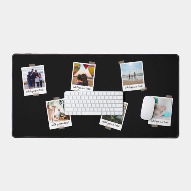 Personalized Family 6 Photo Custom Collage Desk Mat (Keyboard & Mouse)