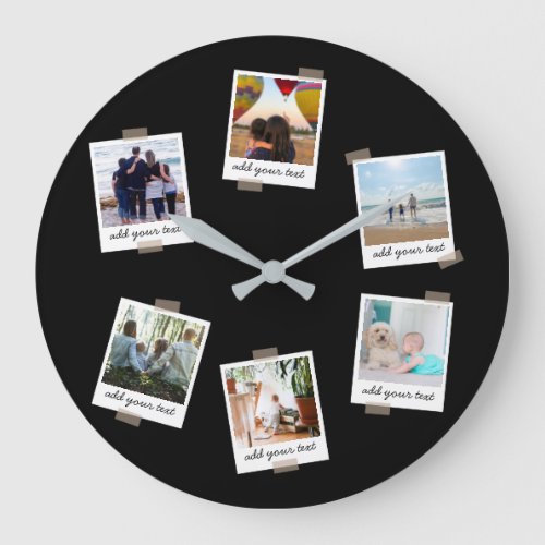 Personalized Family 6 Photo Custom Collage Large Clock