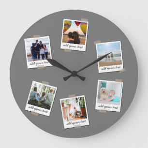Personalized Family 6 Photo Custom Collage Large Clock