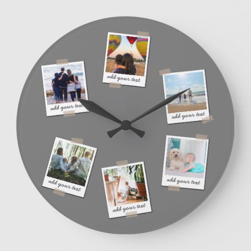 Personalized Family 6 Photo Custom Collage Large Clock