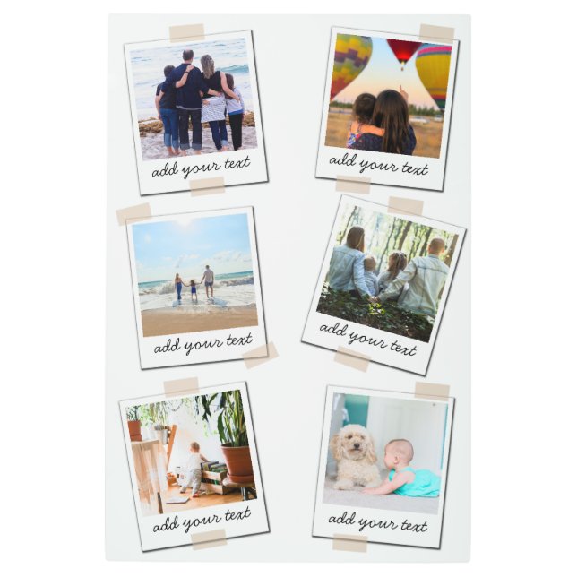 Personalized Family 6 Photo Custom Collage Metal Print (Front)