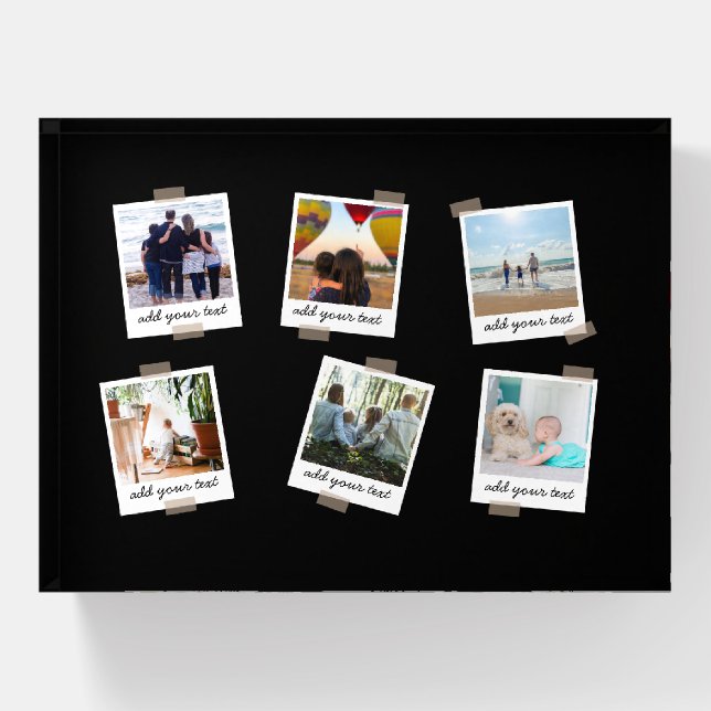 Personalized Family 6 Photo Custom Collage Paperweight (Front)