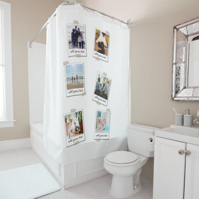 Personalized Family 6 Photo Custom Collage Shower Curtain (In Situ)