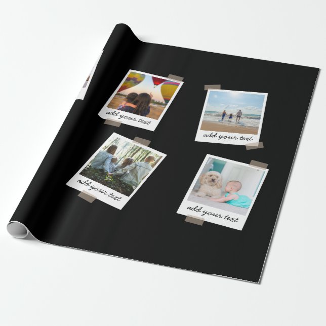 Personalized Family 6 Photo Custom Collage Wrapping Paper (Unrolled)